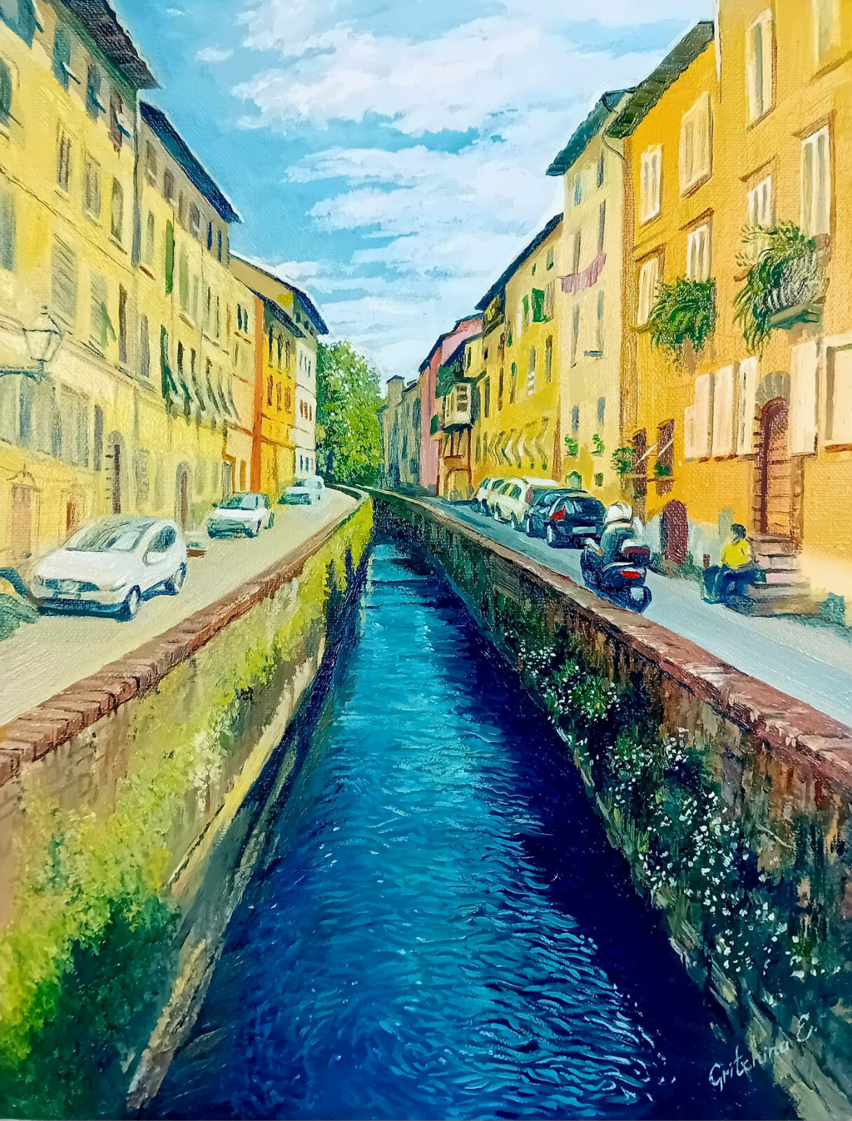 Lucca – Der stille Kanal im Sonnenlicht